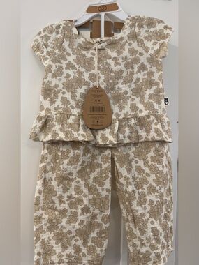 NWT Rabbit & Bear Floral Two-Piece Set - Cream & Tan includes matching backpack